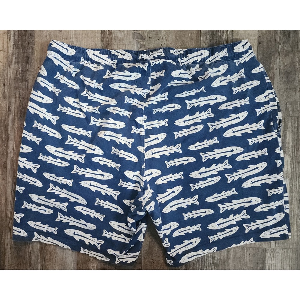 Duluth Trading Co Sleep Shorts Mens XL Blue Fish Print Cotton Knit Lounge Wear - Picture 6 of 8